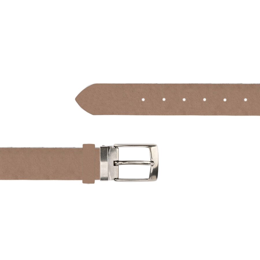 Taupe Belt For Jeans Oiled Real Leather 4 0 cm TAUP FETT7828 SILV40