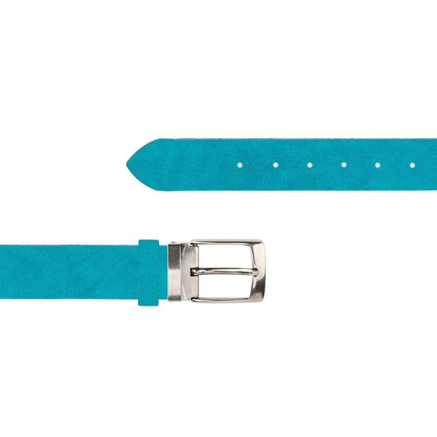 Turquoise Belt For Jeans Oiled Real Leather 4 0 cm TURQ FETT7925 SILV40