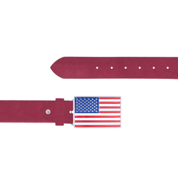 US Flag Belt Burgundy Leather Rectangle Buckle 03 12092024 40 FETTLDR Burgundy 3