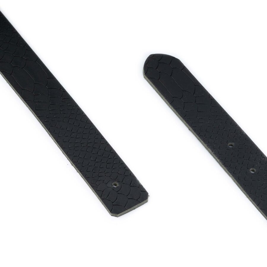 black leather strap for belt croco emboss 3 0 cm 3