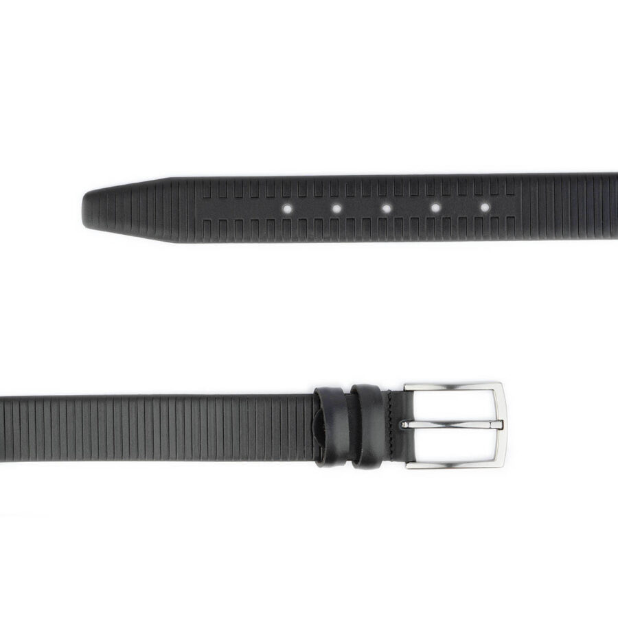 black mens dress belt with vertical stripes 2