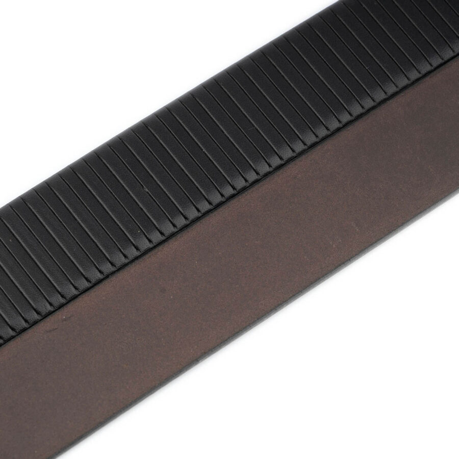 black mens dress belt with vertical stripes 3