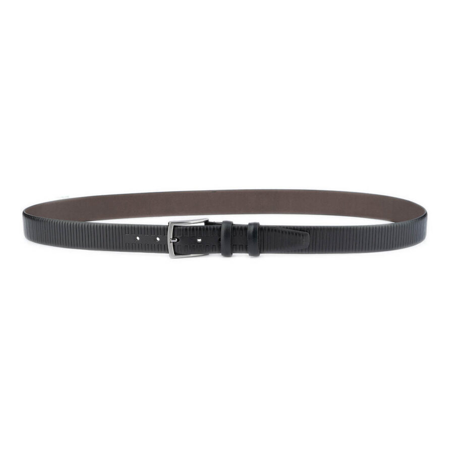 black mens dress belt with vertical stripes 4