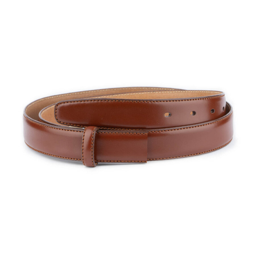brown belt strap for buckle replacement with stitching 1 COGNSTIT30CUTAML usd45