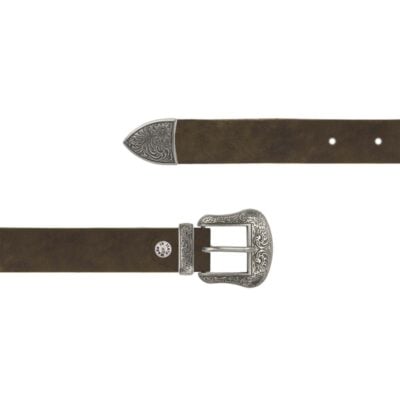 cowboy belt olive green thick nubuck leather 1 1 2 Inch Wide FETT7076OLIVE40LDR