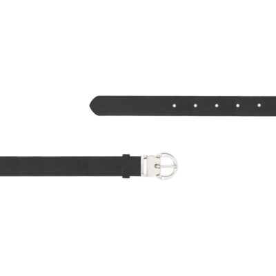 Black Female Belt Nickel Buckle Oiled Leather BLAC FETT 7093 SILVLDR 1