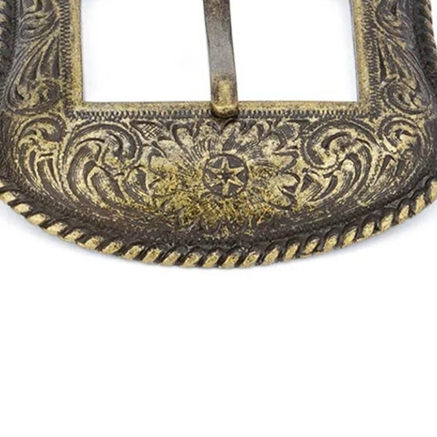 Camel Suede Handmade Western Belt With Bronze Buckle 3