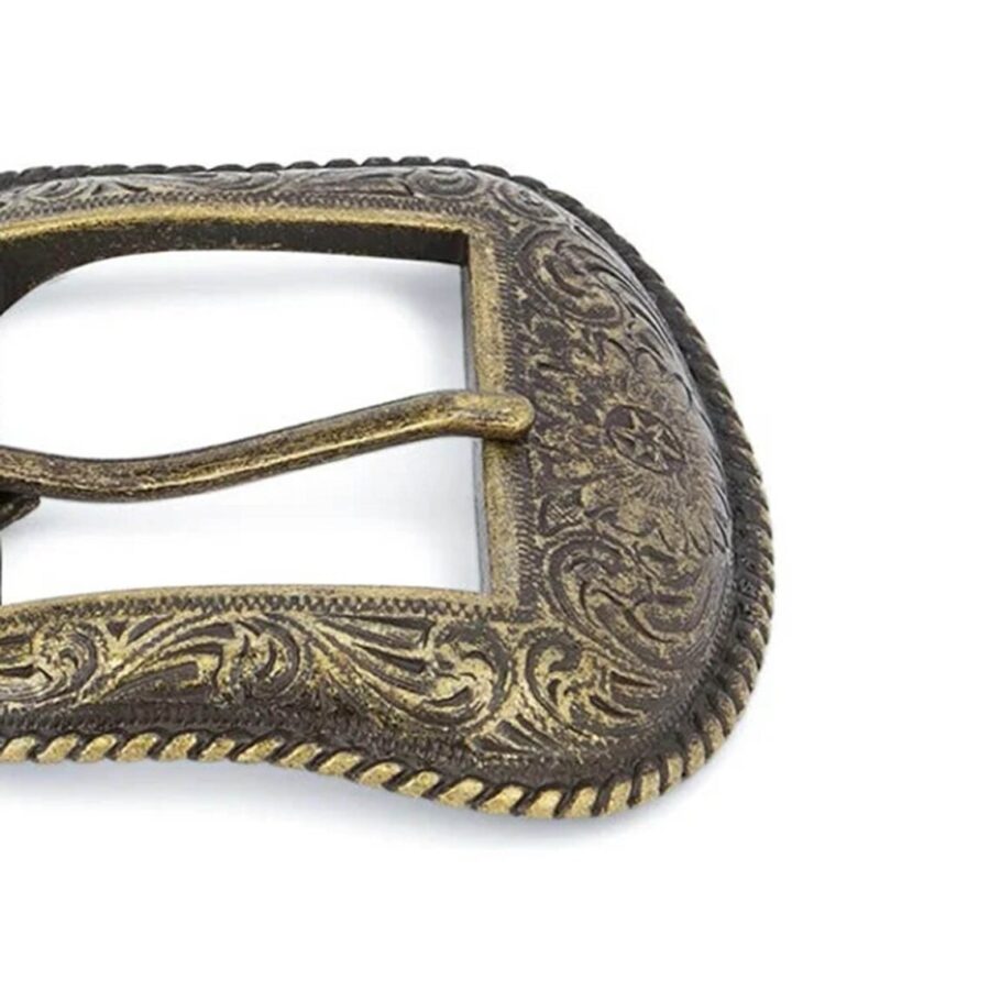 Camel Suede Handmade Western Belt With Bronze Buckle 8