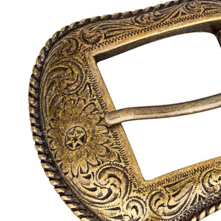 Camel Suede Handmade Western Belt With Bronze Buckle 9