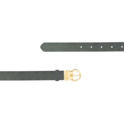 Gray Womens Belt Gold Buckle Oiled Leather GRAY FETT 7788 GOLDLDR 1