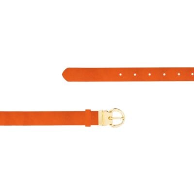 Orange Womens Belt Gold Buckle Oiled Leather ORAN FETT 7693 GOLDLDR 1