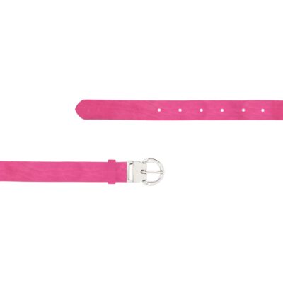 Pink Female Belt Nickel Buckle Oiled Leather PINK FETT 7084 SILVLDR 1