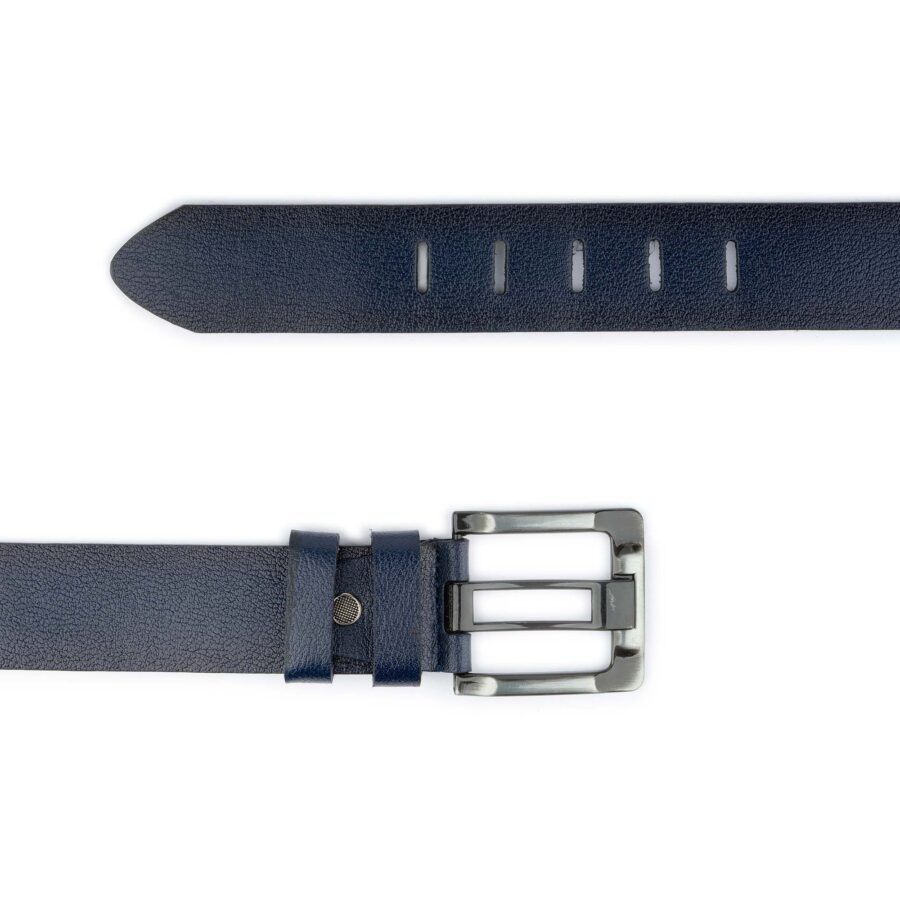 Super Wide Dark Blue Belt For Jeans Buffalo Leather 4 5 cm 2