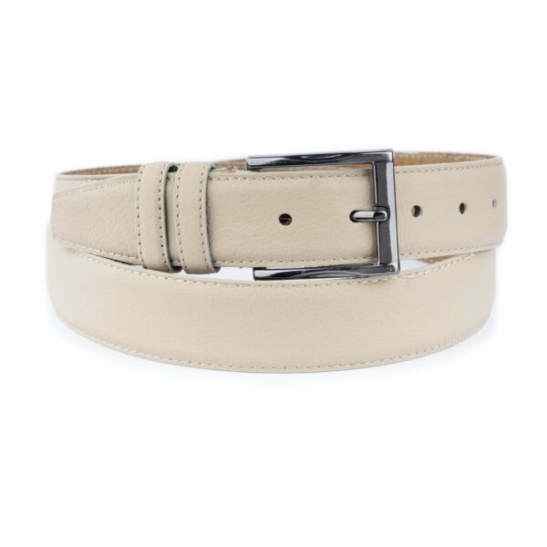 Taupe Belt 3 5 cm Genuine Leather With SIlver Buckle 1 TAUPDOLL35CLASDERE 28 42 55