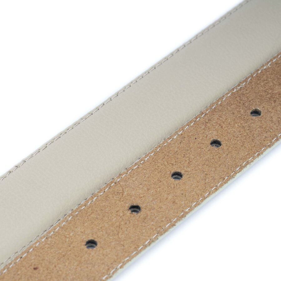 Taupe Belt 3 5 cm Genuine Leather With SIlver Buckle 3