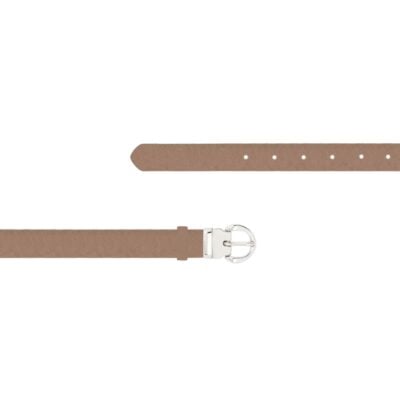 Taupe Female Belt Nickel Buckle Oiled Leather SCHL FETT 7824 SILVLDR 1