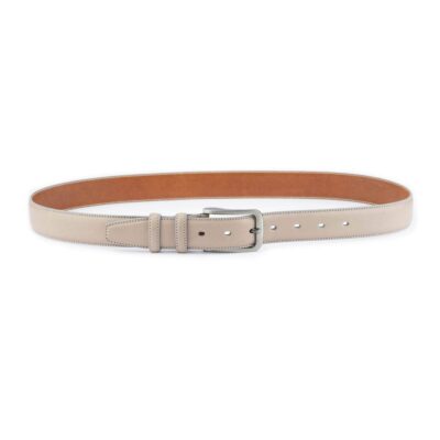 Taupe Leather Belt For Men 3 5 cm Quality Leather 1