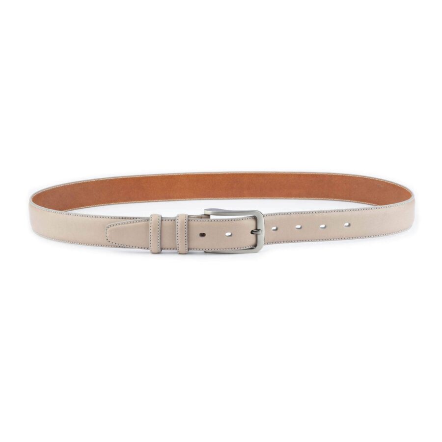 Taupe Leather Belt For Men 3 5 cm Quality Leather 1