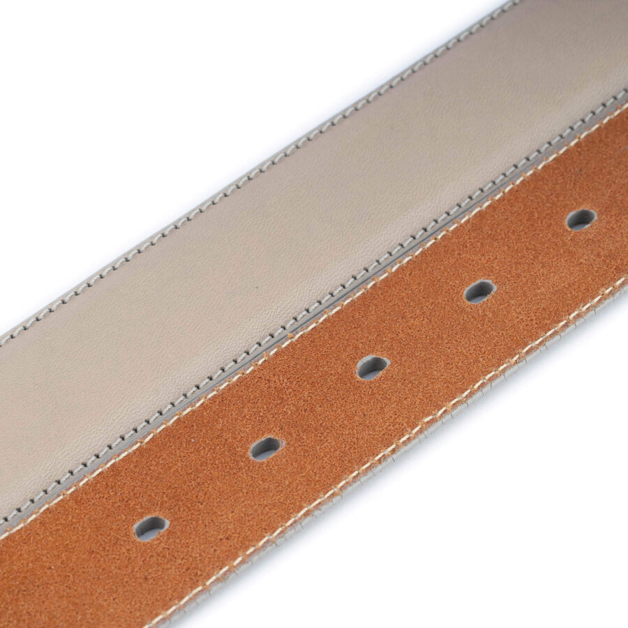 Taupe Leather Belt For Men 3 5 cm Quality Leather 2