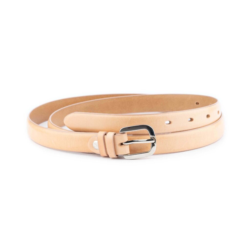 Buy Thin Female Belt Natural Color Real Leather 3/4 Inch  display picture 1