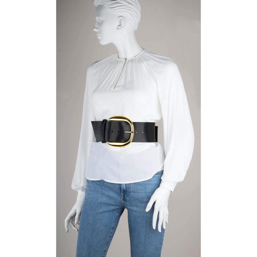 big gold buckle corset belt womens black leather 10