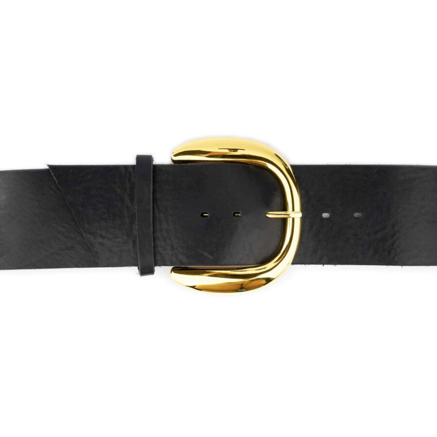 big gold buckle corset belt womens black leather 3