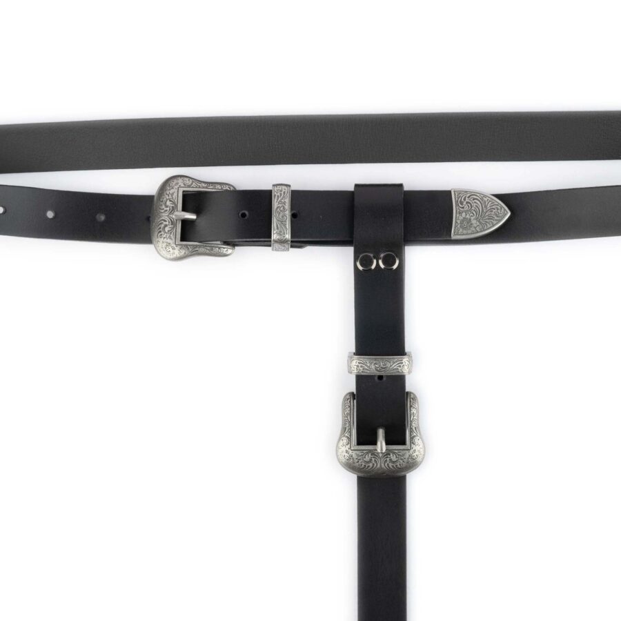 double buckle western belt for women black full grain 4 0 cm 2