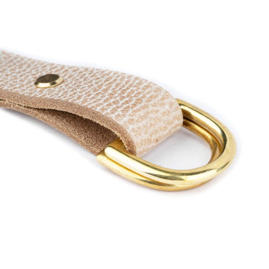 gold double D ring belt handmade natural pebble leather 5