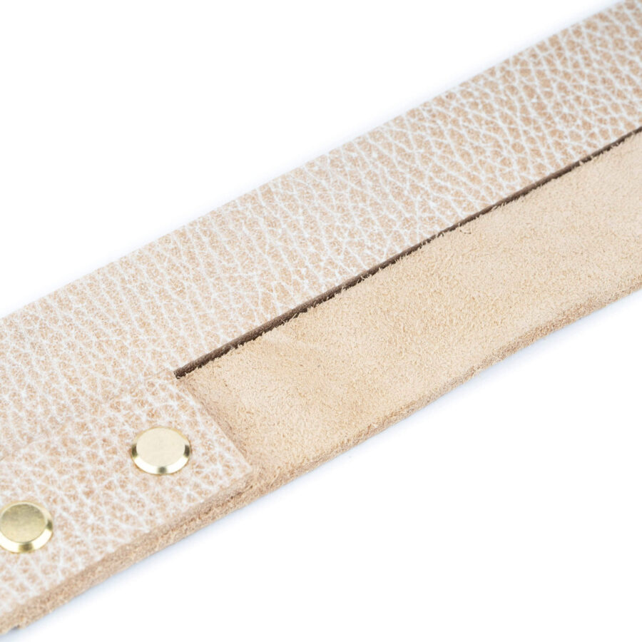 gold double D ring belt handmade natural pebble leather 6