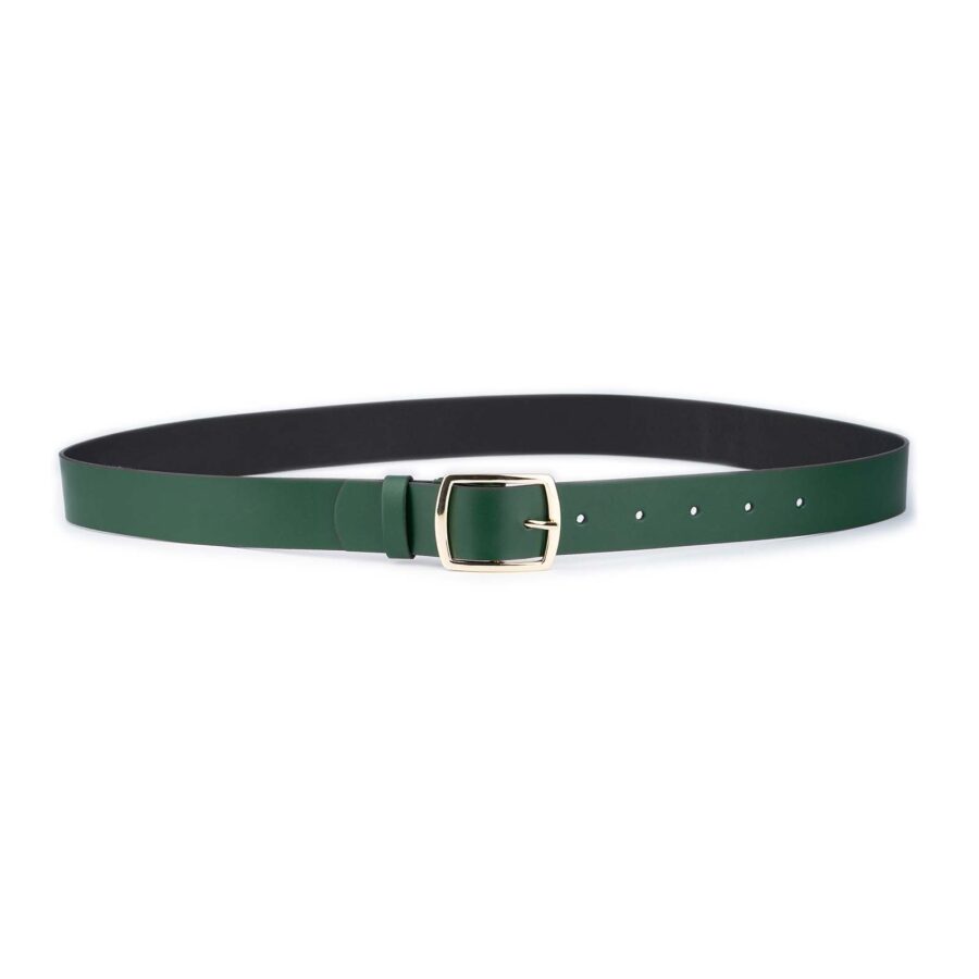 ladies green leather belt golden buckle wide 1 1 2 inch 4