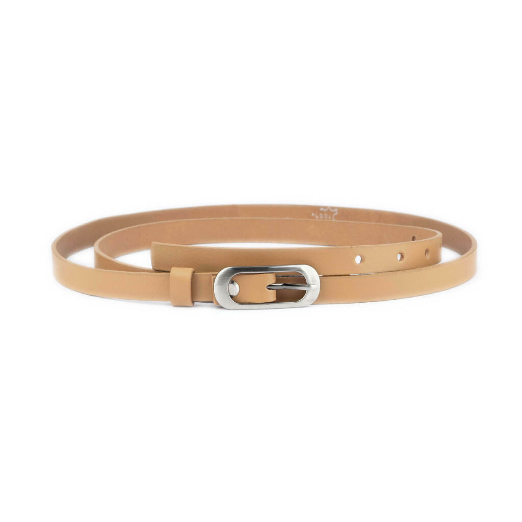 Buy Light Brown Skinny Belt For Women Dress - LeatherBeltsOnline.com