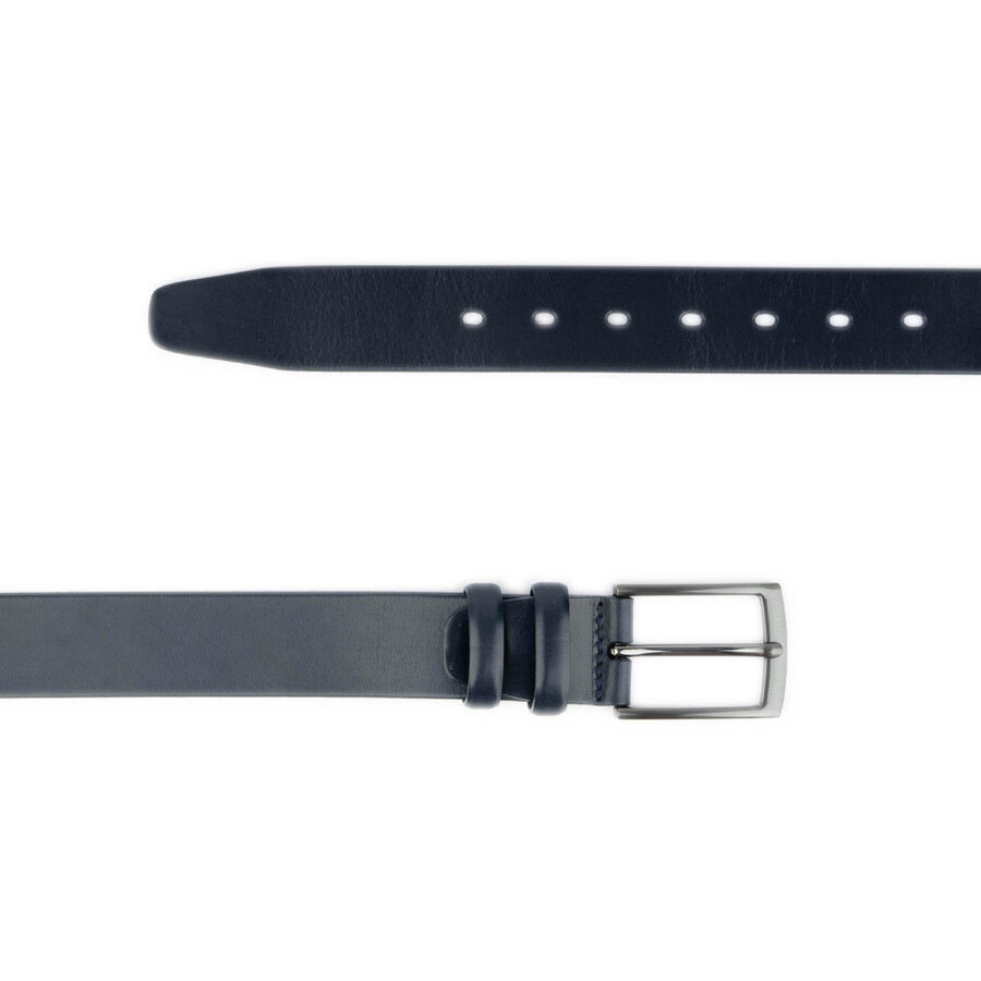 mens minimalistic belt for denim blue full grain leather 2