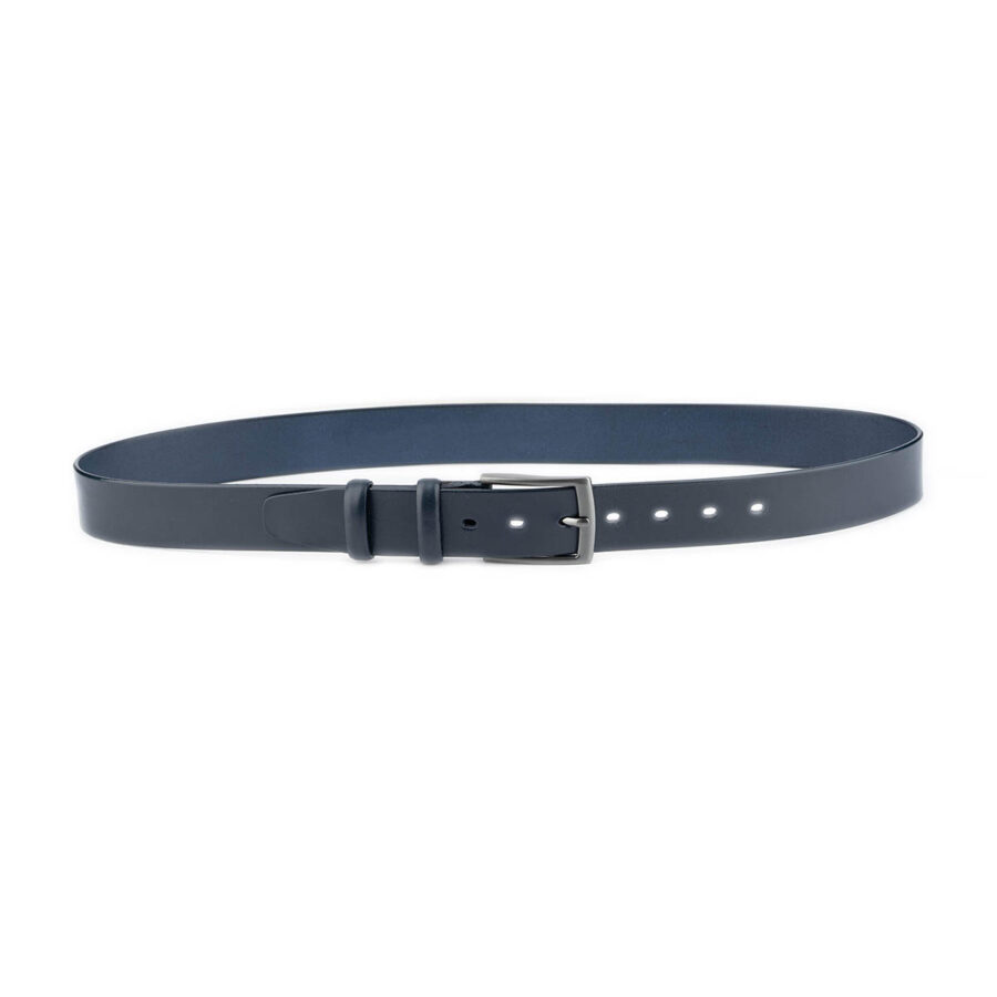 mens minimalistic belt for denim blue full grain leather 4
