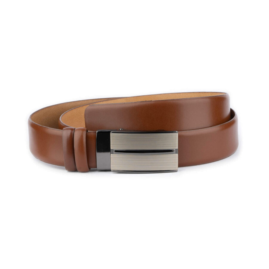 silent slide belt without holes tan leather 2