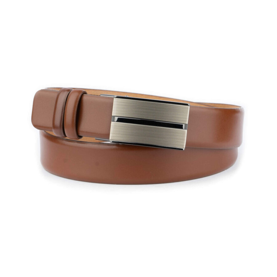 silent slide belt without holes tan leather 5