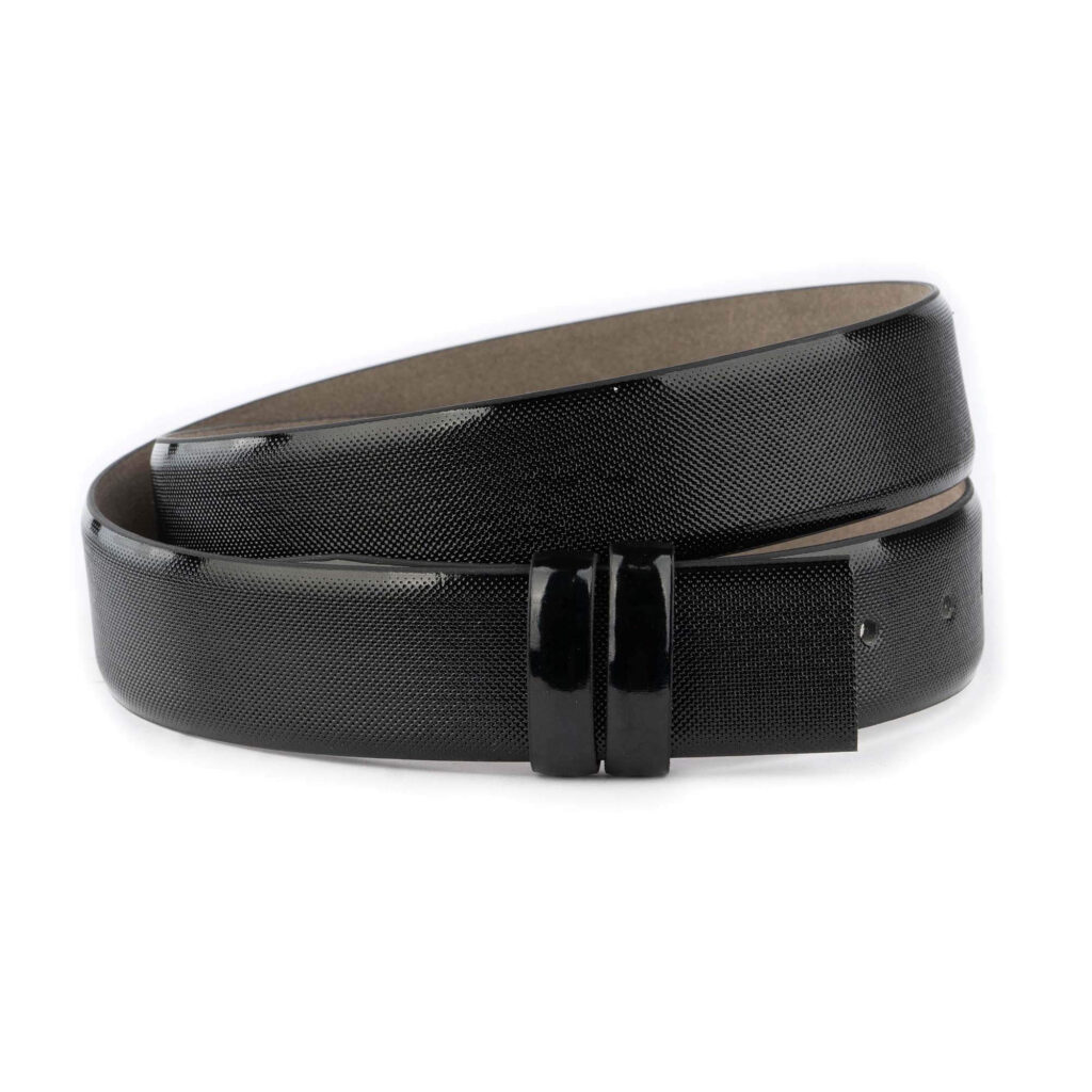 Buy Black Patent Vegan Belt Strap For Buckle Small Dot Texture ...