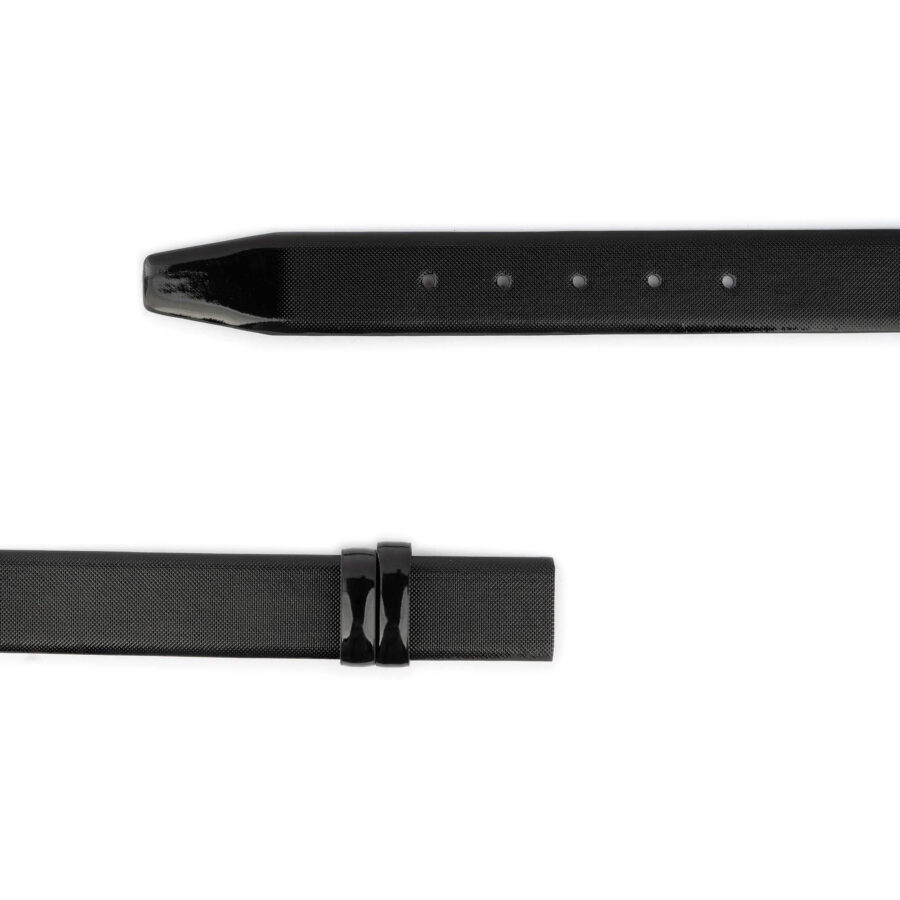 black patent vegan belt strap for buckle small dot texture 2