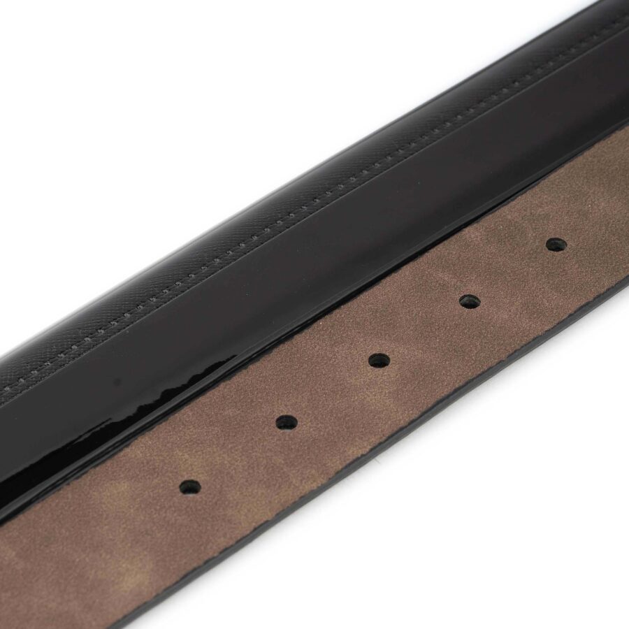 black patent vegan belt strap replacement saffiano detail 2