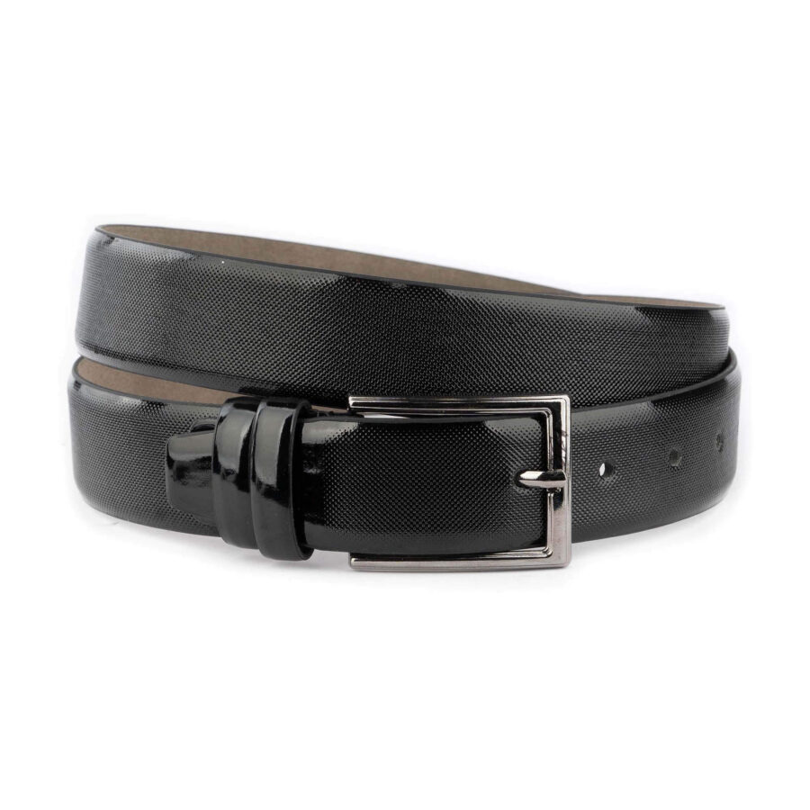 black patent vegan mens belt luxury dotted texture 1 01 29062024TRC