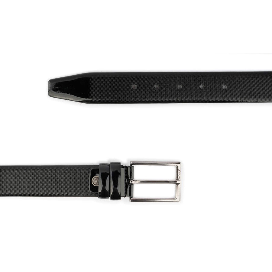 black patent vegan mens belt luxury dotted texture 2