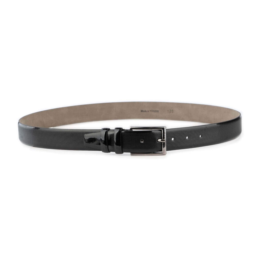 black patent vegan mens belt luxury dotted texture 4