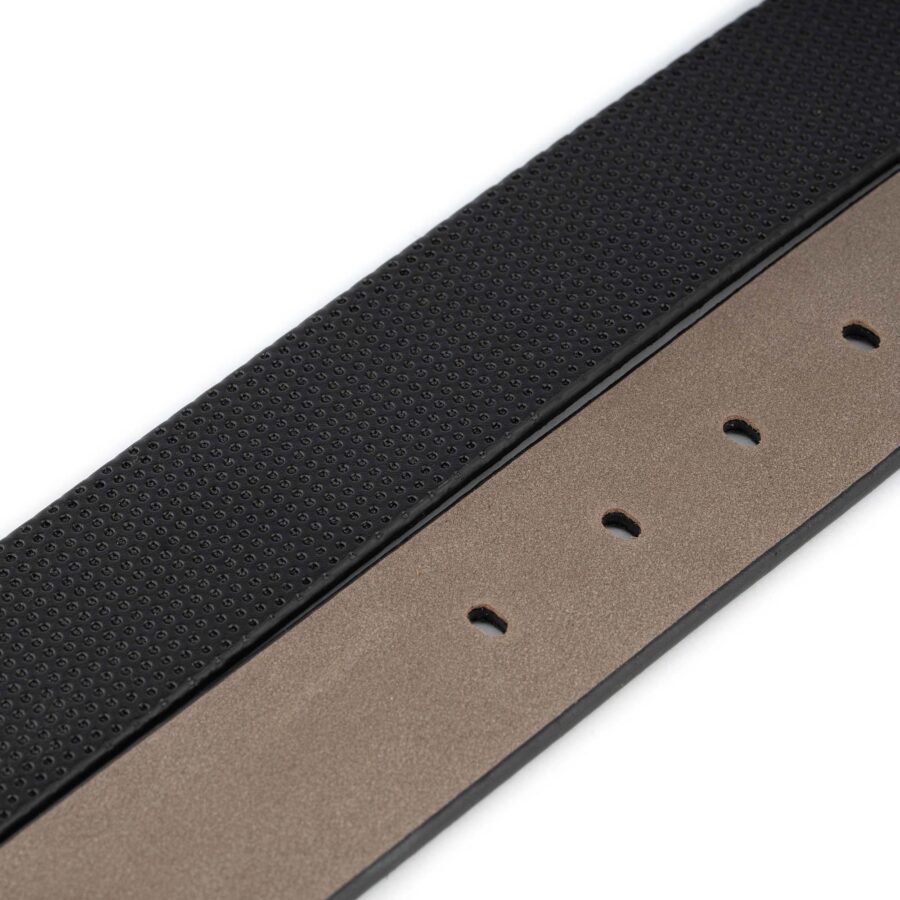 black vegan belt strap replacement perforated premade hole 2