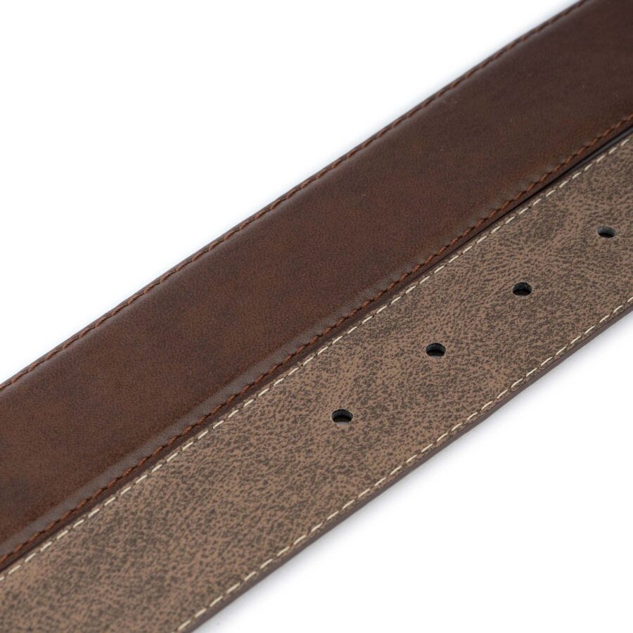 brown vegan belt strap for buckle stitched with hole 2