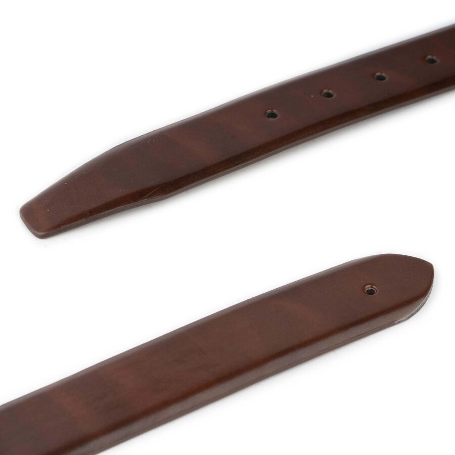 cognac vegan belt strap for buckle smooth premade hole 3