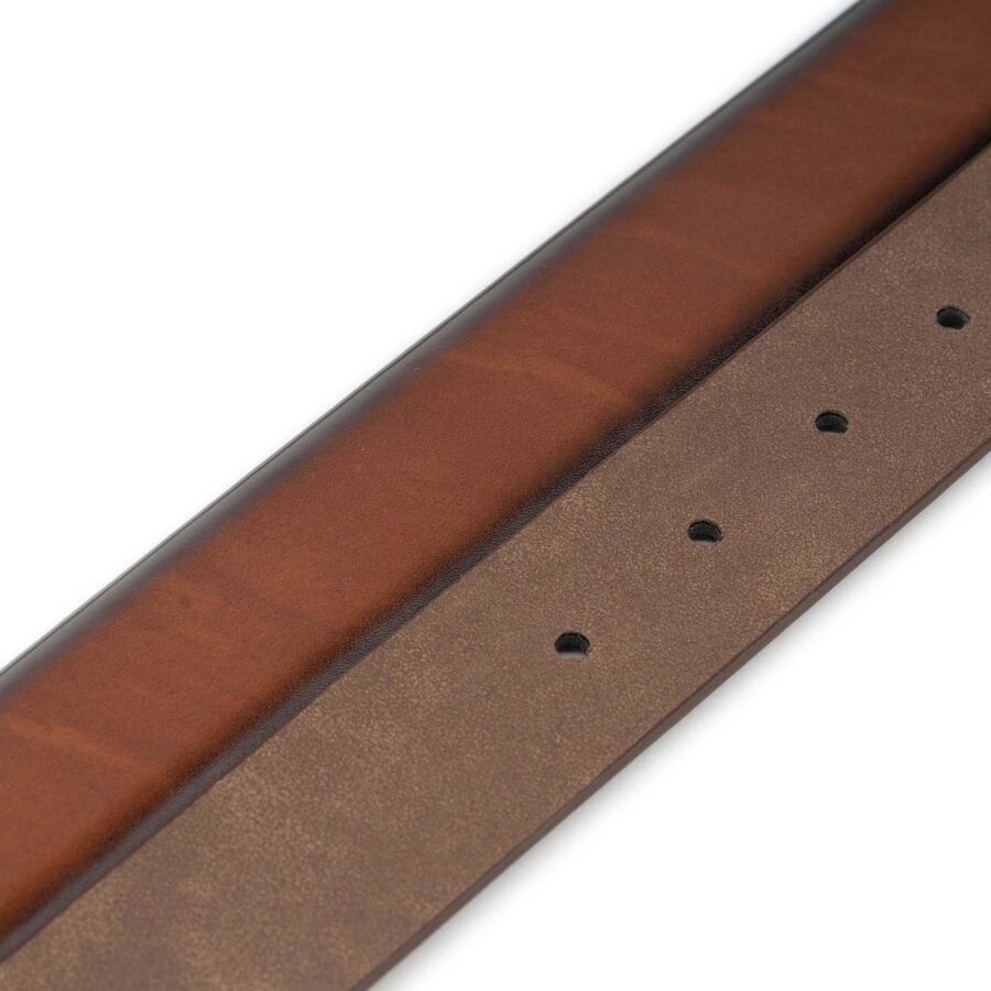 cognac vegan belt strap for buckle toned edges premade hole 2