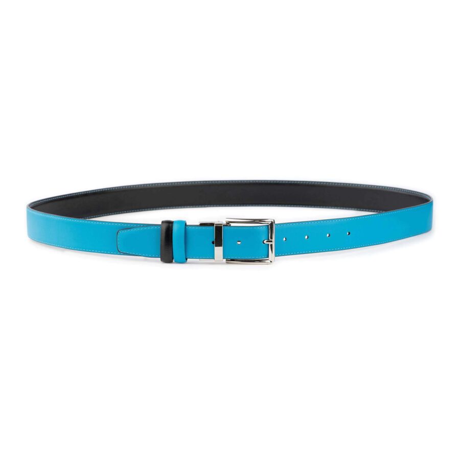 mens reversible vegan belt black turquoise 4