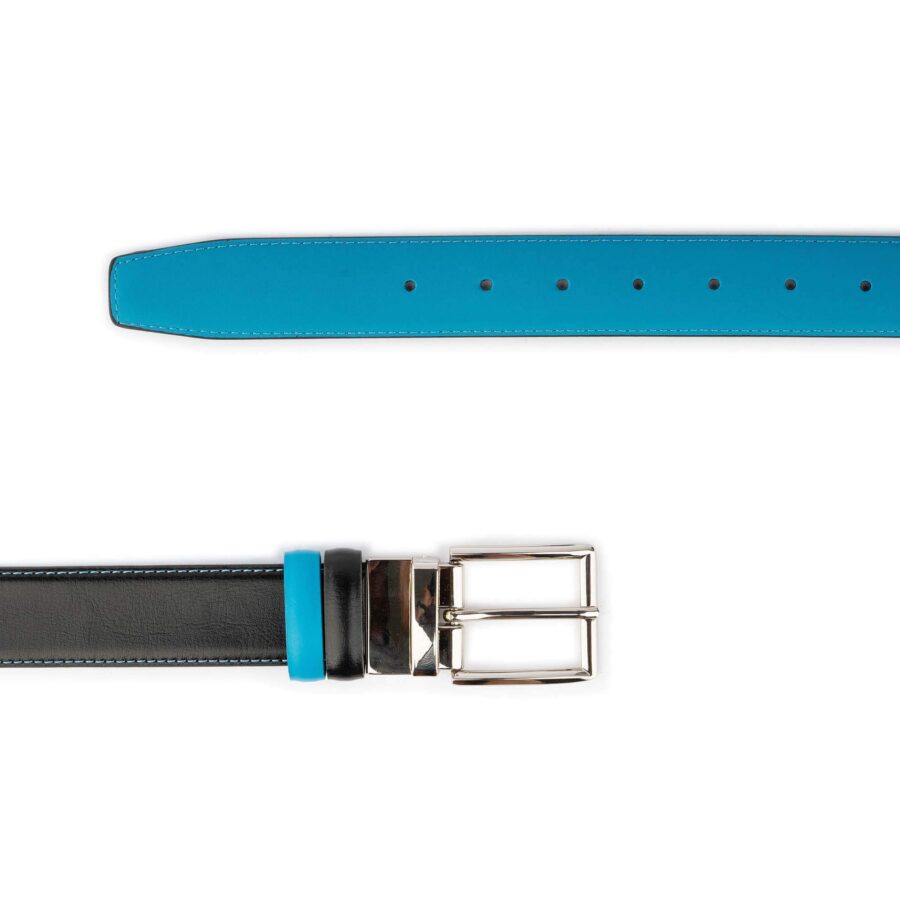 mens vegan belt reversible turquoise black 3