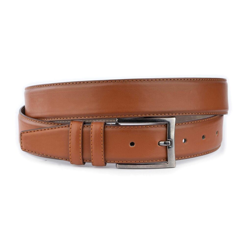 Buy Tobacco Gents Dress Belt Vegan Leather - LeatherBeltsOnline.com