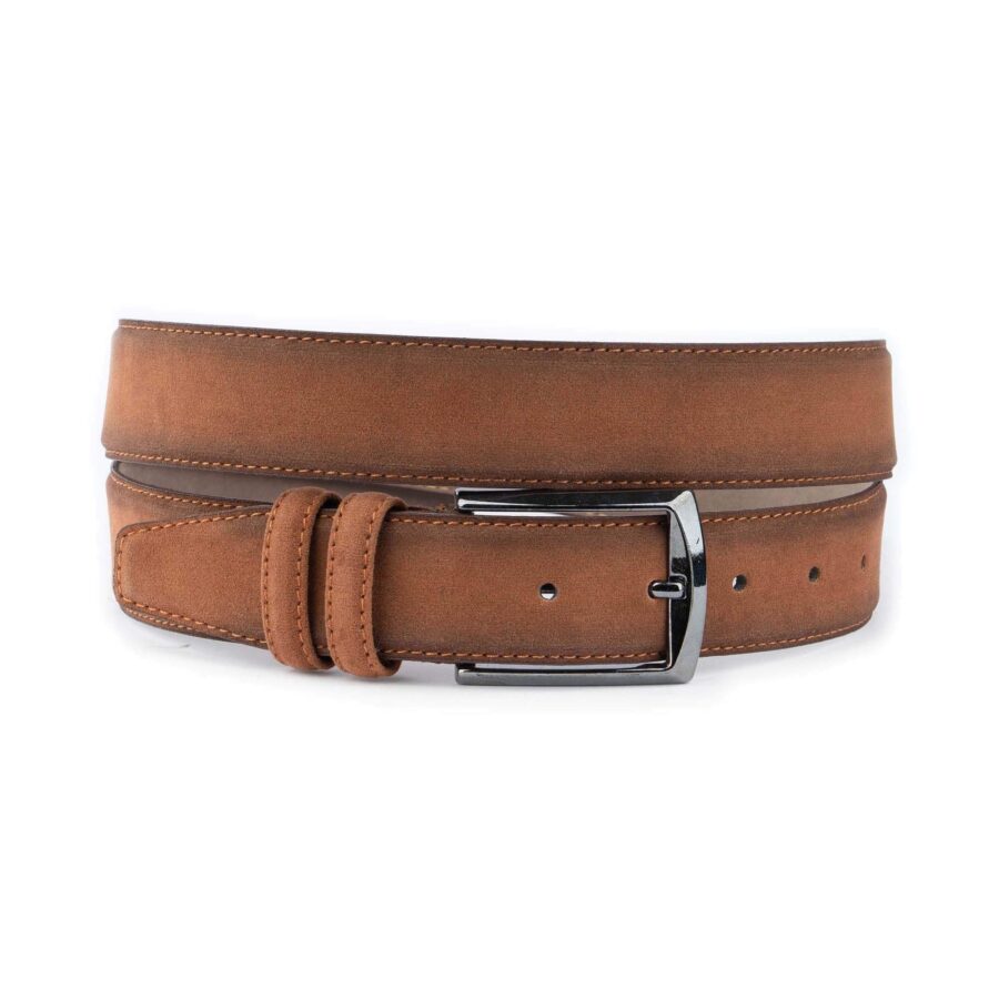 tobacco vegan suede belt for men 1 08 29062024TRC