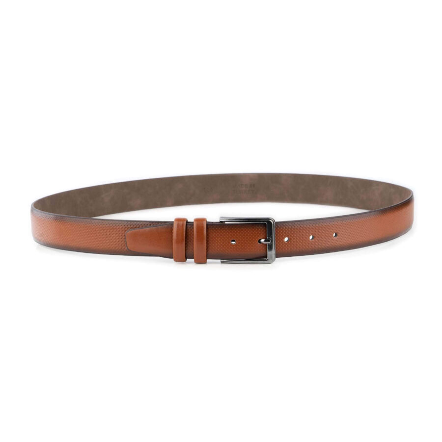 vegan mens belt tobacco perforated leather 4